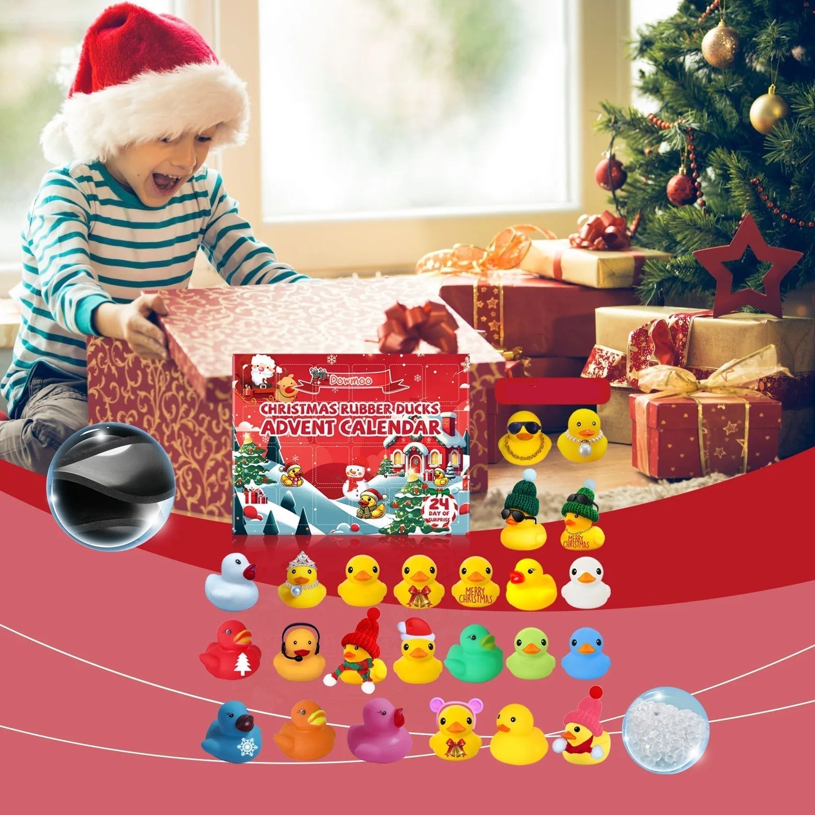FestiveDucky™ – Adventskalender mit 24 einzigartigen Gummienten-Überraschungen für Kinder