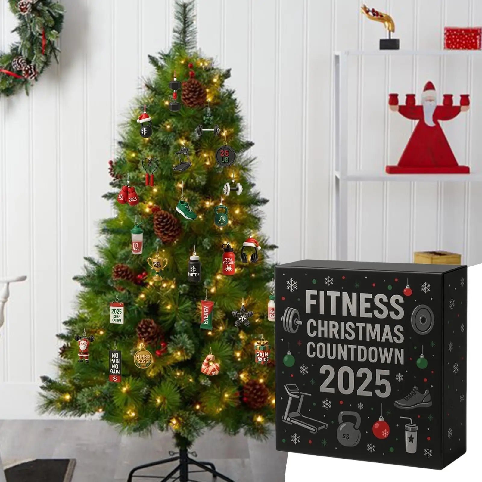 FitSpirit™ – Fitness Adventskalender aus Acryl | Weihnachtlicher 24-Tage Countdown