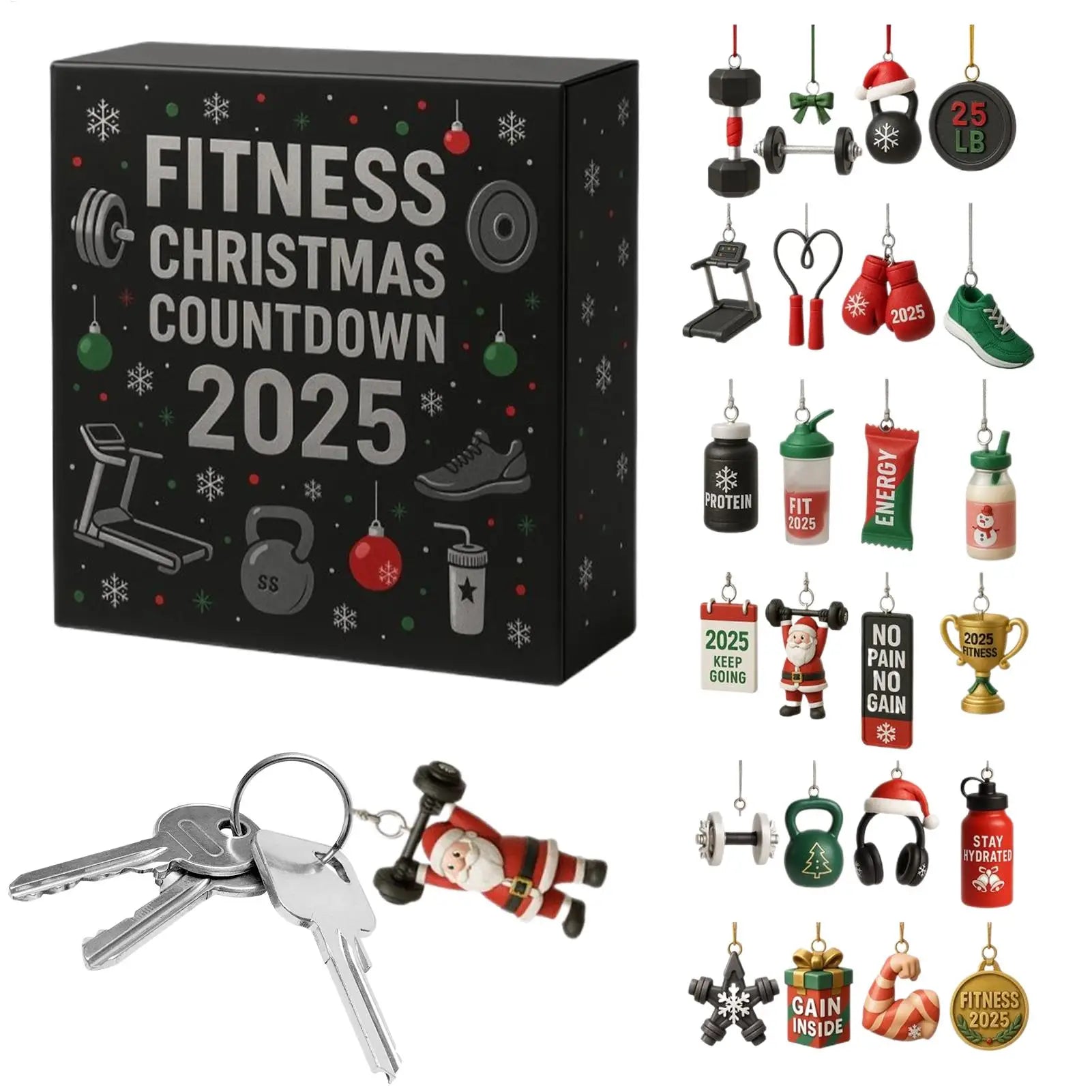 FitSpirit™ – Fitness Adventskalender aus Acryl | Weihnachtlicher 24-Tage Countdown
