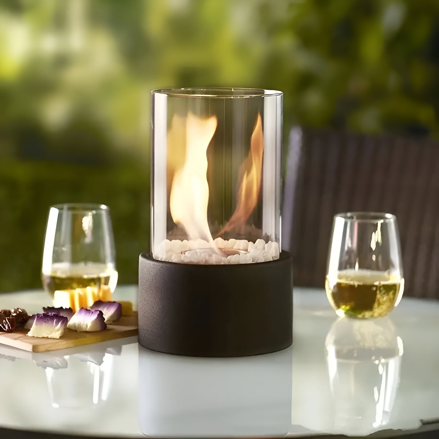 FlameCraft™ – Moderner Tischkamin mit Ethanol für Innen- & Außenbereiche