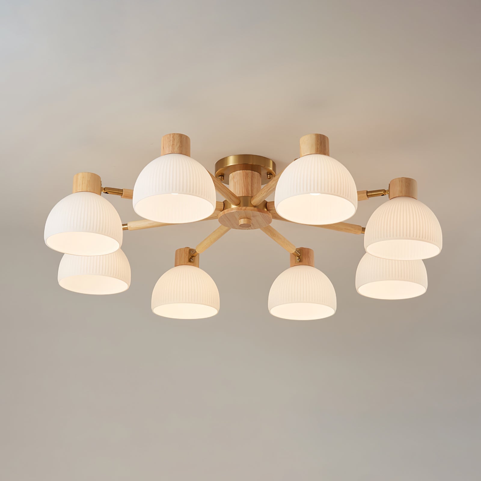 IgniteFlare™ Deckenleuchte – Industrieller Holz-Glas Kronleuchter mit warmem Licht