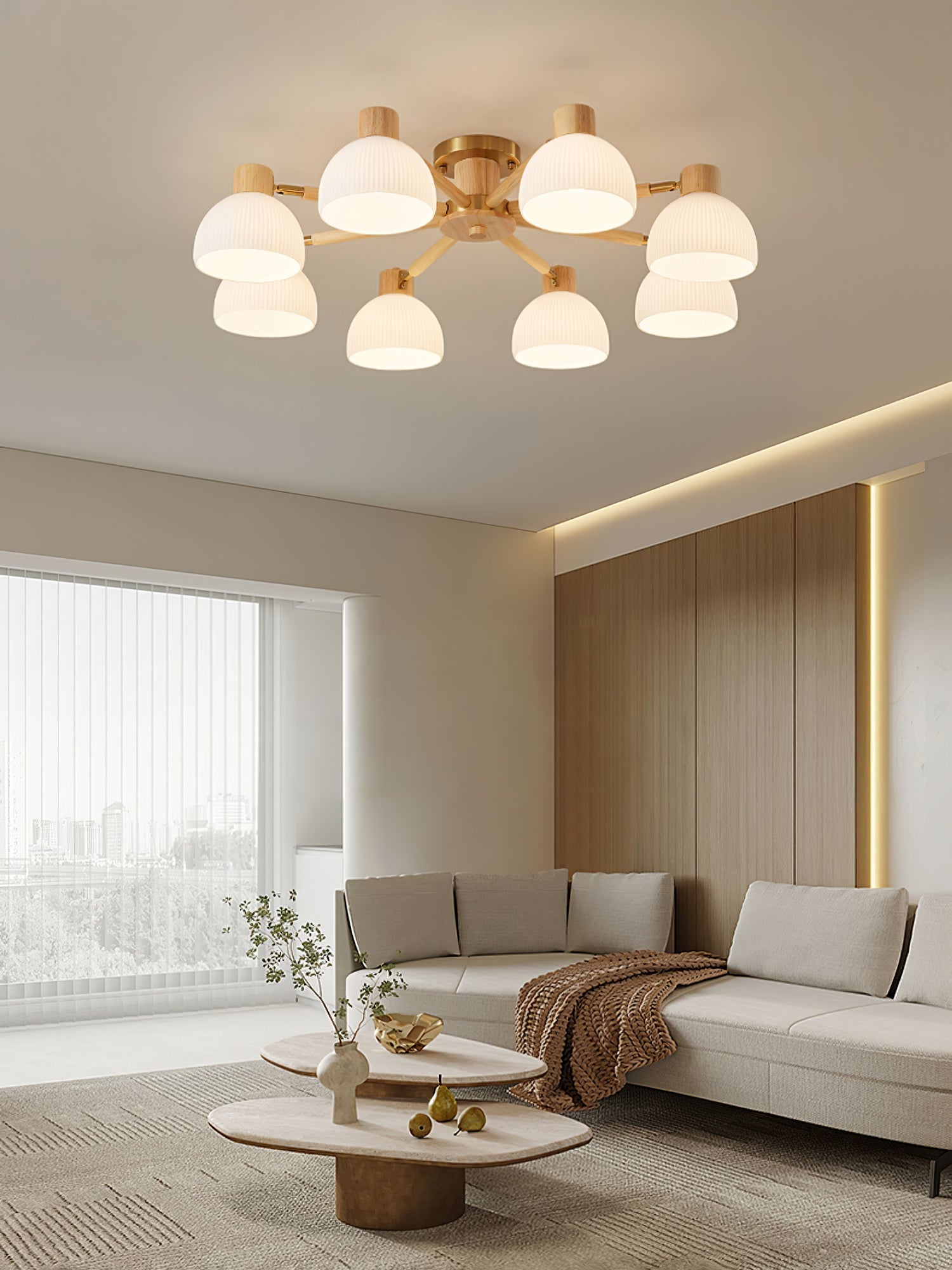 IgniteFlare™ Deckenleuchte – Industrieller Holz-Glas Kronleuchter mit warmem Licht