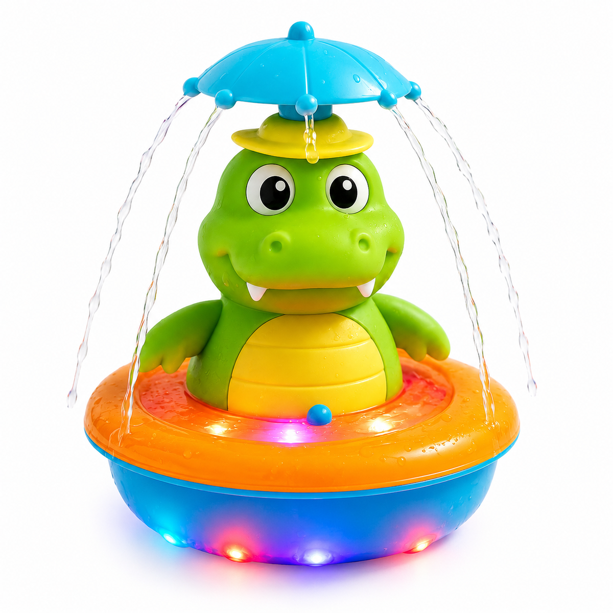 GlowGator™ Leuchtendes Krokodil-Badespielzeug | Schwimmendes Wassersprüh-Spielzeug mit LED-Effekten