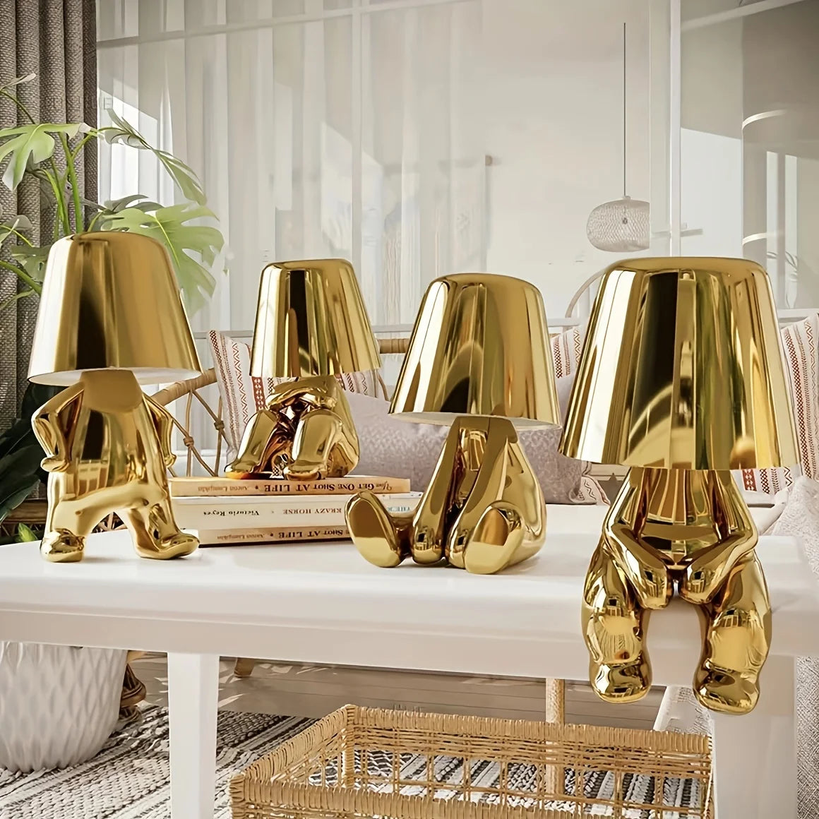 GoldenGrace™ Skulptur-Tischlampe Gold – Elegante LED Designlampe für Wohnzimmer & Büro