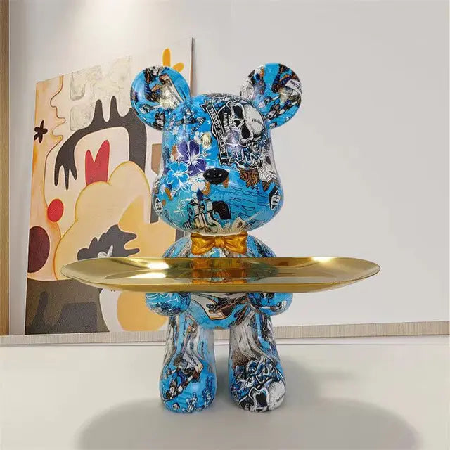 PawTag™ – Graffiti Bären Statue | Urbanes Street-Art Wohnaccessoire