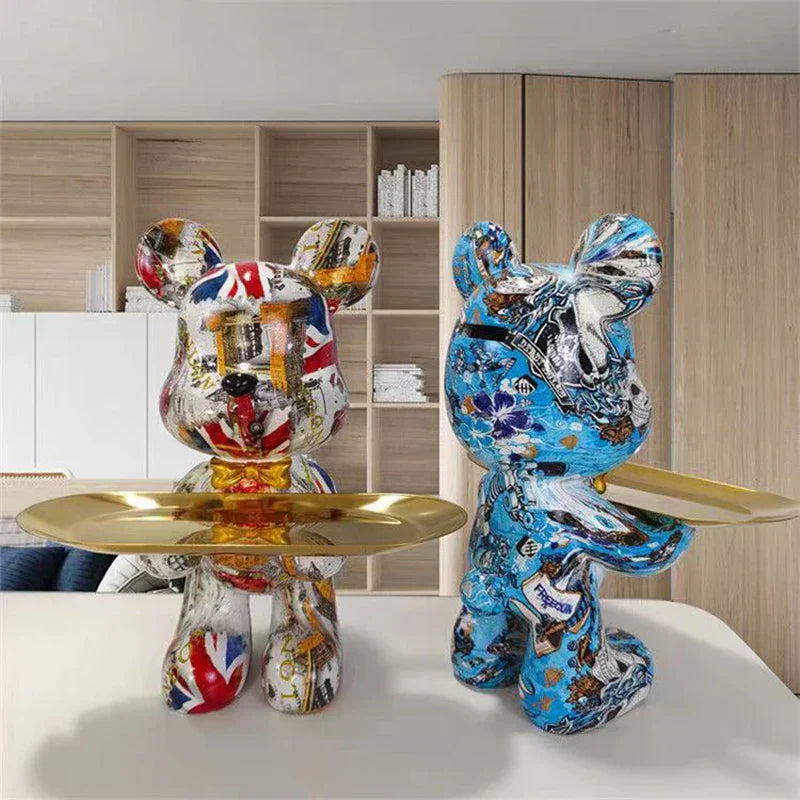 PawTag™ – Graffiti Bären Statue | Urbanes Street-Art Wohnaccessoire