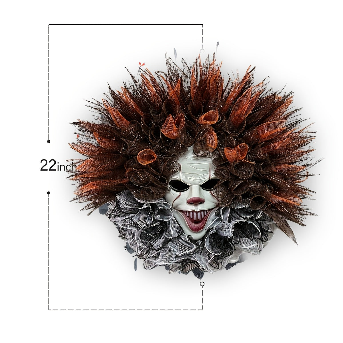 Scary Clown Mesh Wreath™ – Gruseliger Halloween-Türkranz mit Horror-Clown für Haustür & Party
