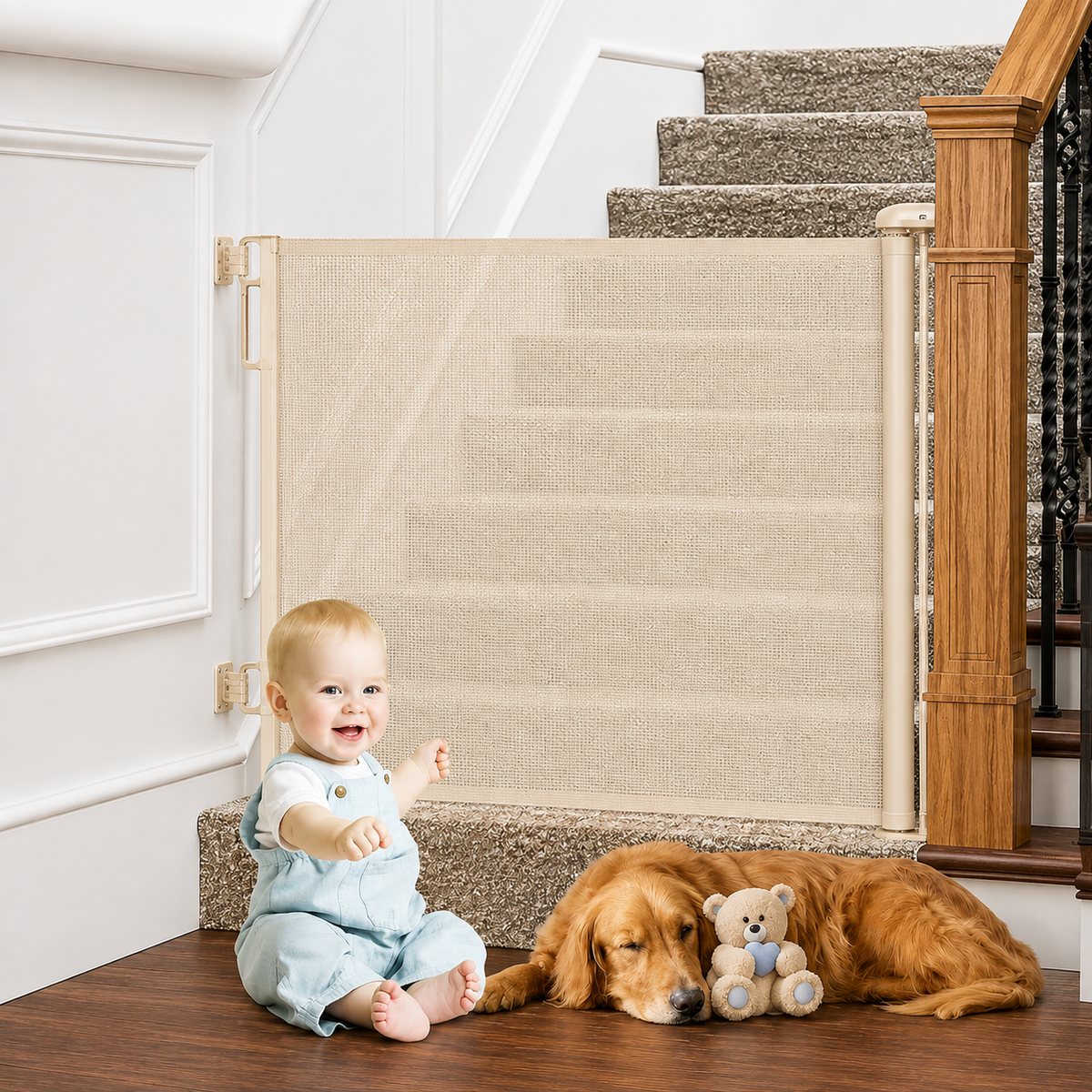 HavenGate™ Retractable Safety Gate – Ausziehbares Sicherheitsgitter für Kinder & Haustiere, bis 140 cm