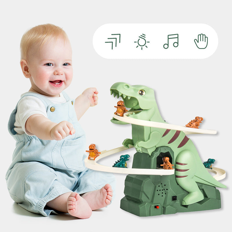 DinoRaceX™ – Interaktive Dinosaurier Rennstrecke mit Kletterautos, LED-Lichtern & Soundeffekten