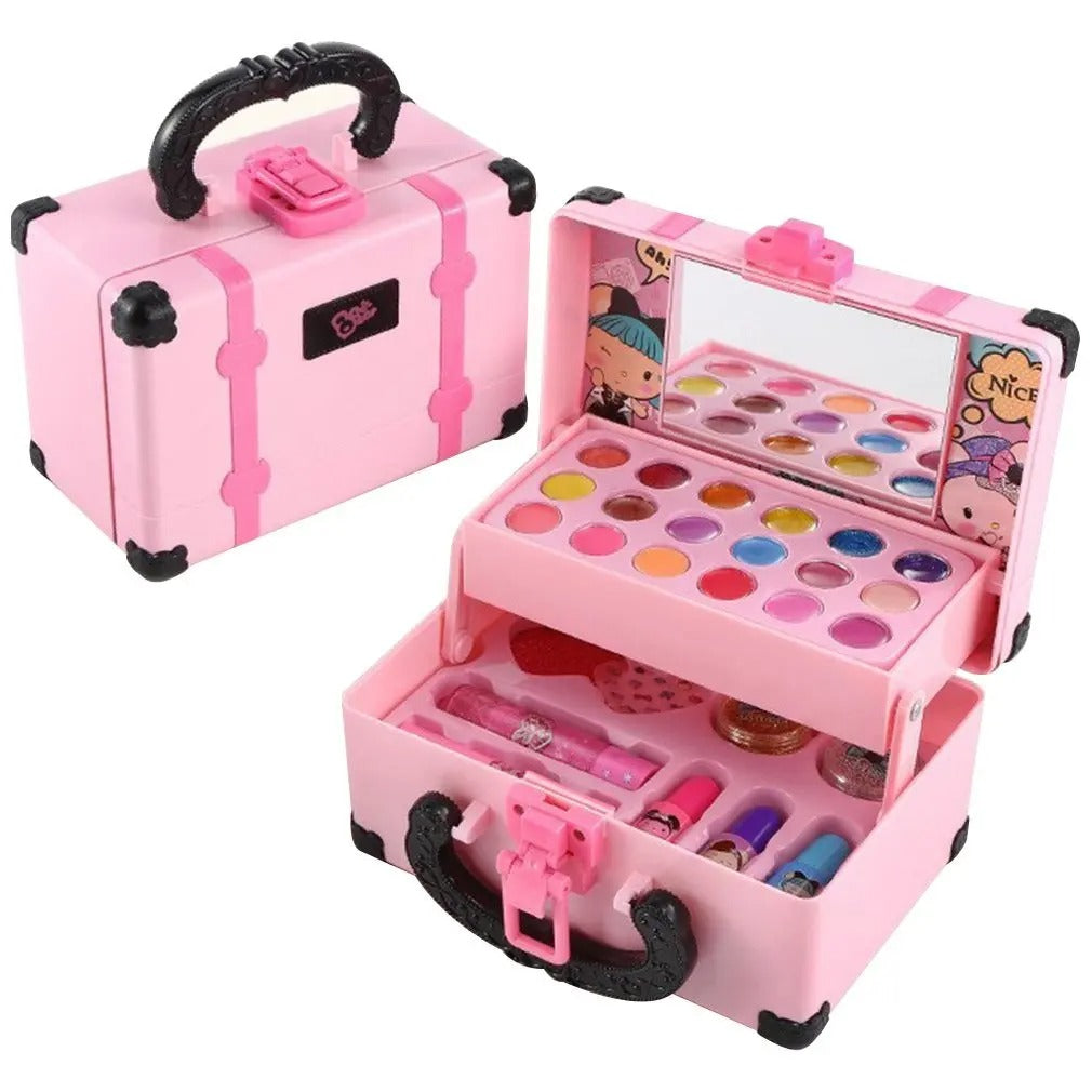 Kinderschminke™ Kinder Make-Up Set – Waschbare Kosmetik, Lidschatten, Lippenstift & Tasche, ab 3 Jahren - Less Goods