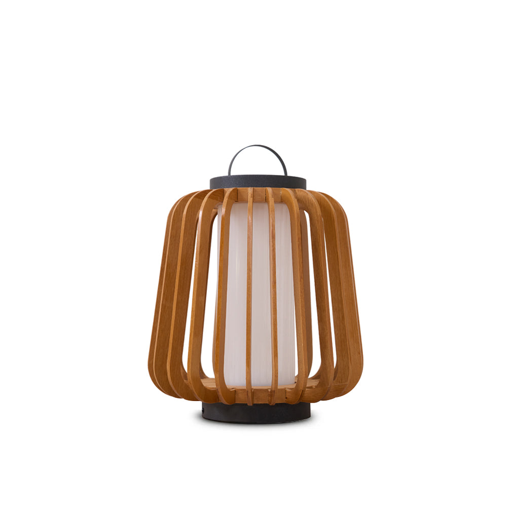 TimberGlow™ Legno Outdoor Tischleuchte – Wiederaufladbare LED-Außenlampe aus Edelstahl & Holz für Terrasse & Garten