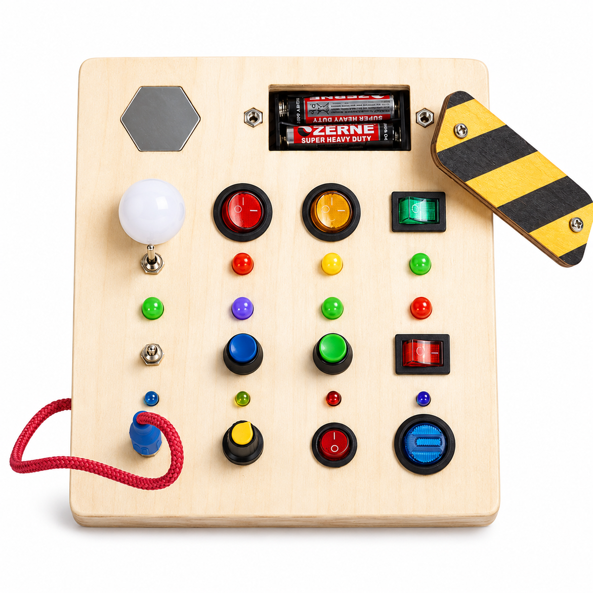 LightBoard™ – Interaktives Montessori Busy Board mit Lichtern & Schaltern | Sensorik Lernspielzeug für Kleinkinder