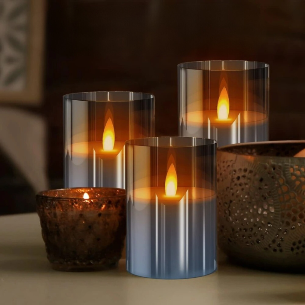 LuminaGlow™ – Elegantes LED Kerzenhalter-Set ohne Flamme mit Fernbedienung & Timer