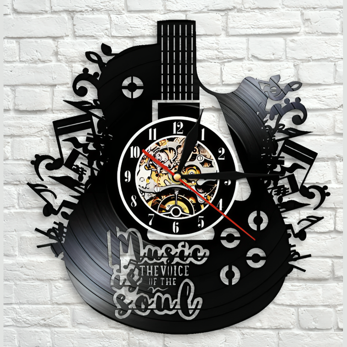 MelodicVinyl™ – Retro Vinyl-Gitarren Wanduhr für Musikliebhaber