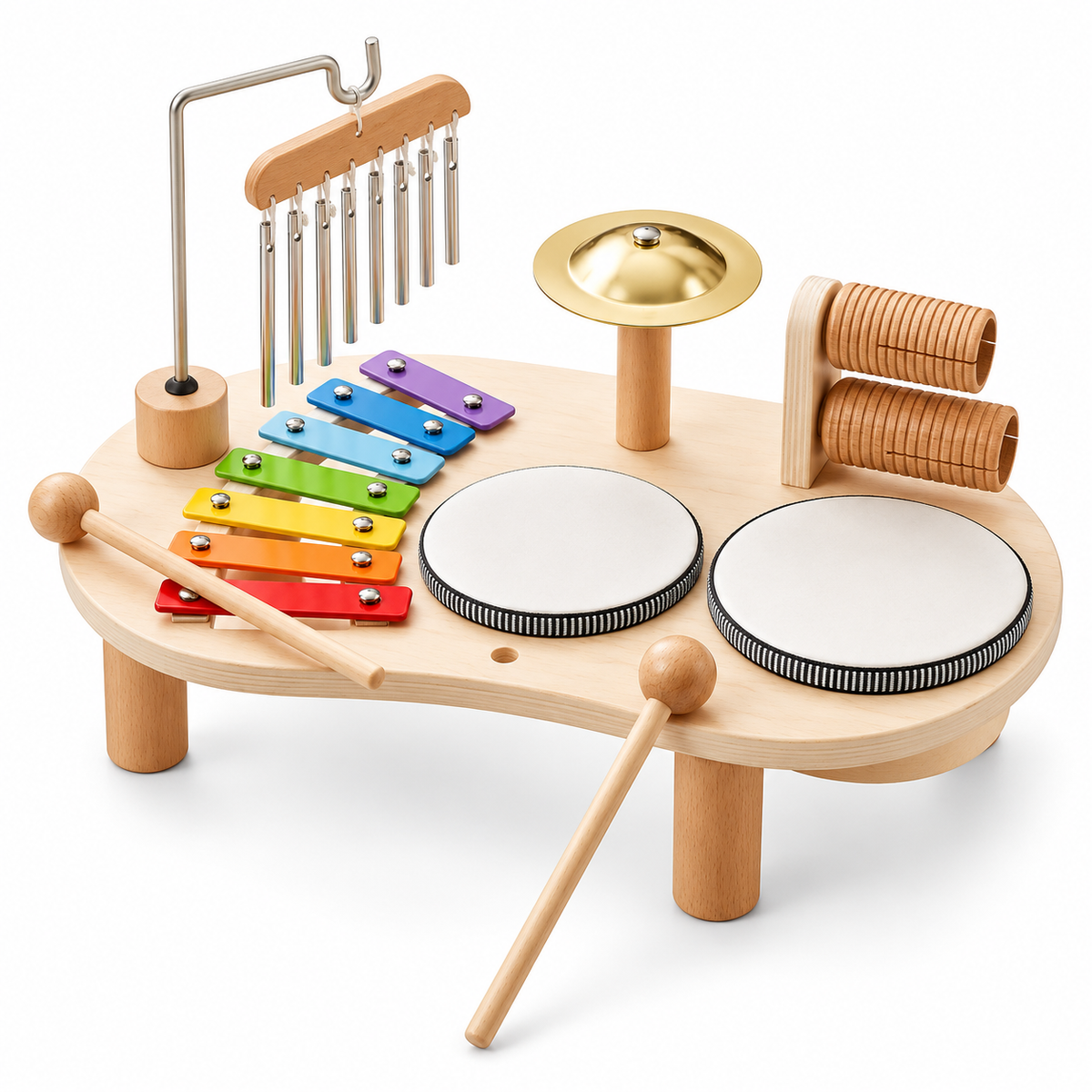Melodiny™ Musikset aus Holz – Xylophon & Instrumente für Babys ab 12 Monaten, motorikfördernd - Less Goods