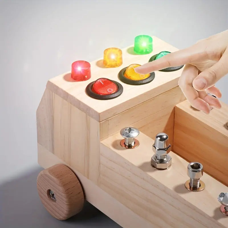 Montessori Magic™ Aktivitätsboard – LED Lernbrett aus Holz für Motorik & Kreativität (3–12 Jahre)