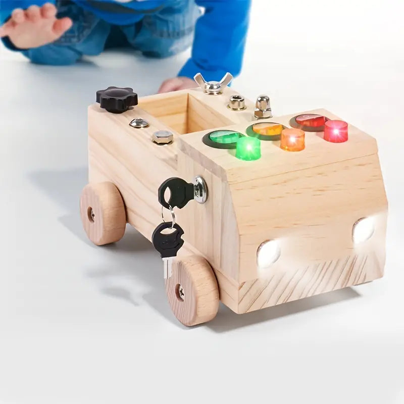 Montessori Magic™ Aktivitätsboard – LED Lernbrett aus Holz für Motorik & Kreativität (3–12 Jahre)