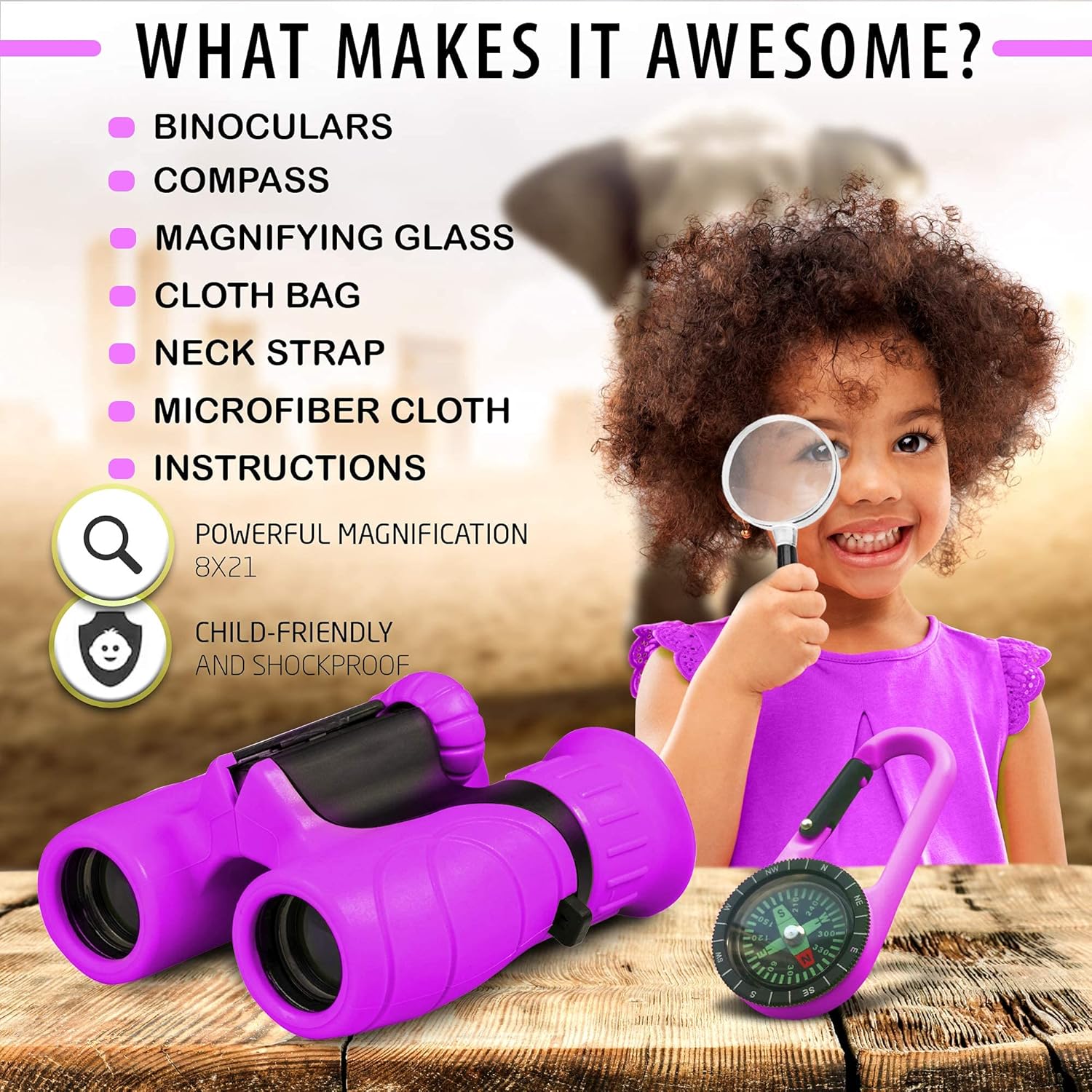 NatureScope™ Kinder Fernglas – 8×21, robust & leicht, Outdoor Abenteuer Fernglas für Kinder