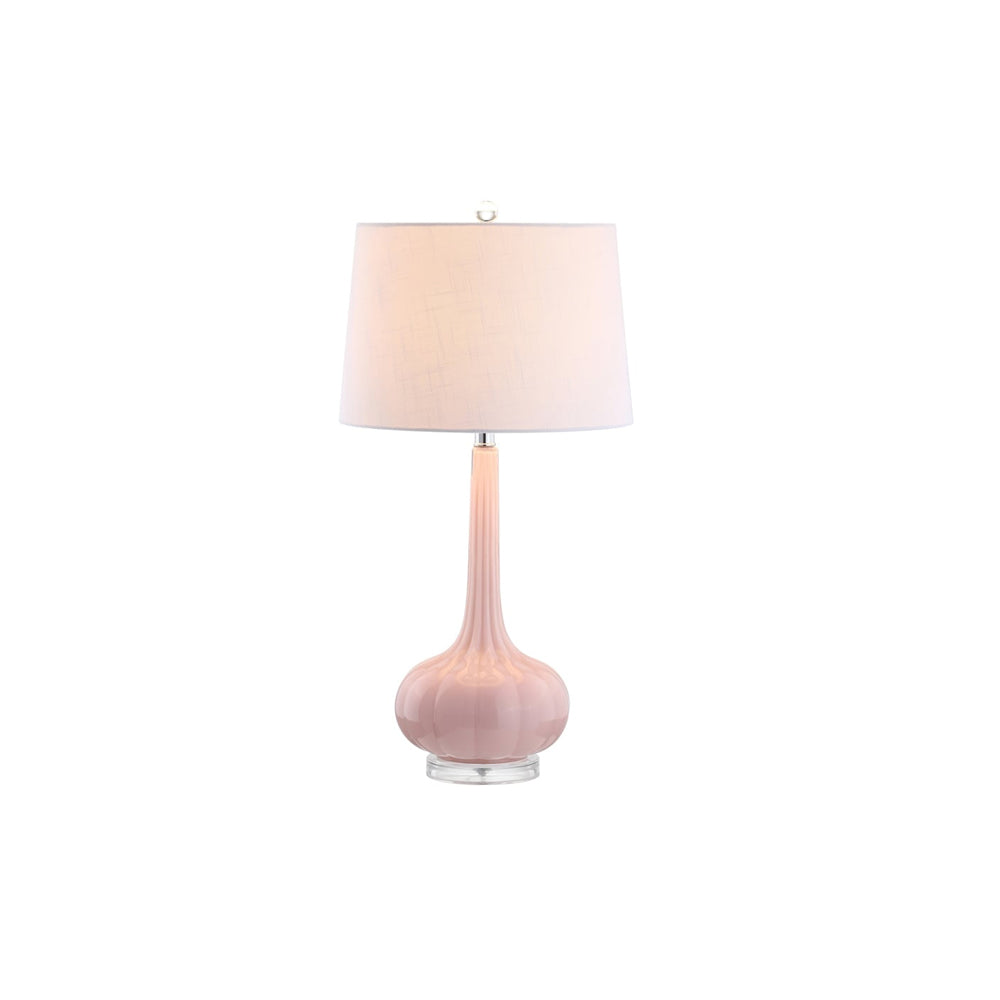 PureGlow™ Tischlampe – Elegante Keramik-Designlampe mit weißem Stoffschirm