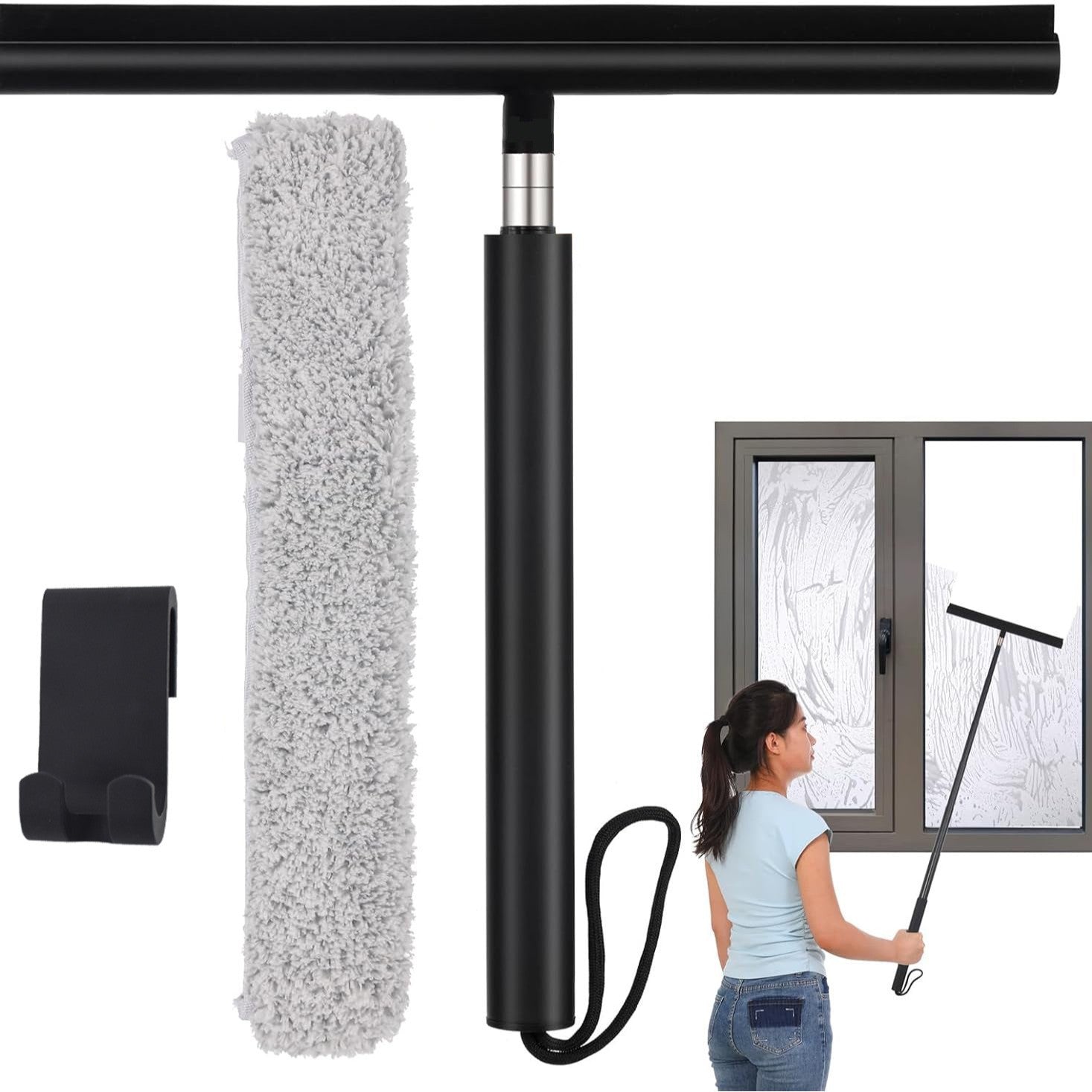 GlideMaster™ – Teleskop-Duschabzieher für streifenfreie Glas- & Badreinigung