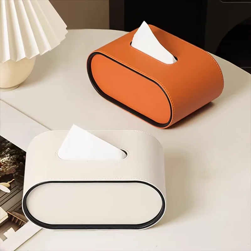 OvalElegance™ – Elegante Taschentuchbox aus Premium-Leder für stilvolle Wohnräume