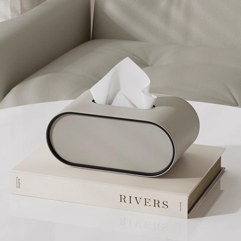 OvalElegance™ – Elegante Taschentuchbox aus Premium-Leder für stilvolle Wohnräume