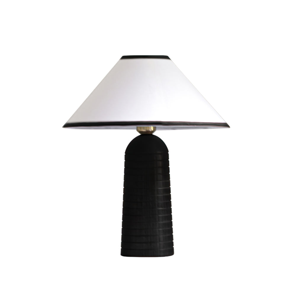 LuxePalisades™ Tischlampe – Geometrische Holz-Designlampe mit Stoffschirm & warmem Licht