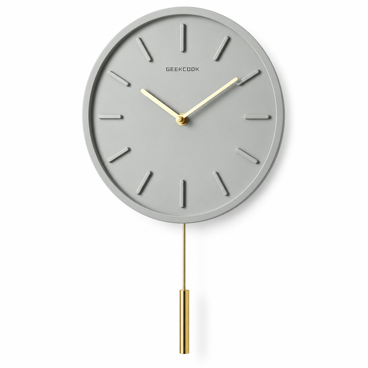 PendulumCraft™ Skandinavische Wanduhr – Zement & Metall Pendel, 30 cm, minimalistisches Design, Quarzwerk - Less Goods