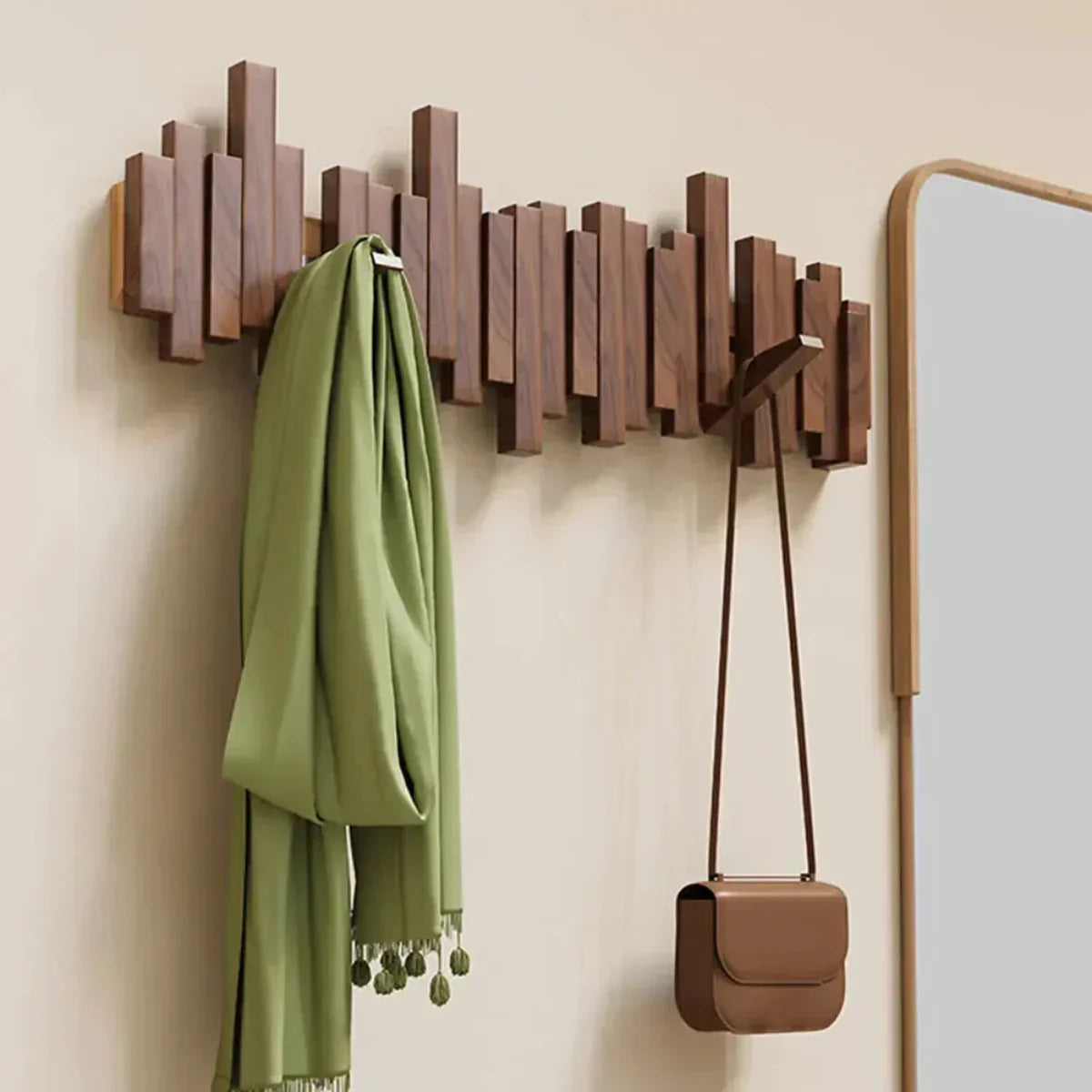 PianoWood™ – Minimalistischer Wand-Kleiderhaken aus Holz für Flur, Schlafzimmer & Büro