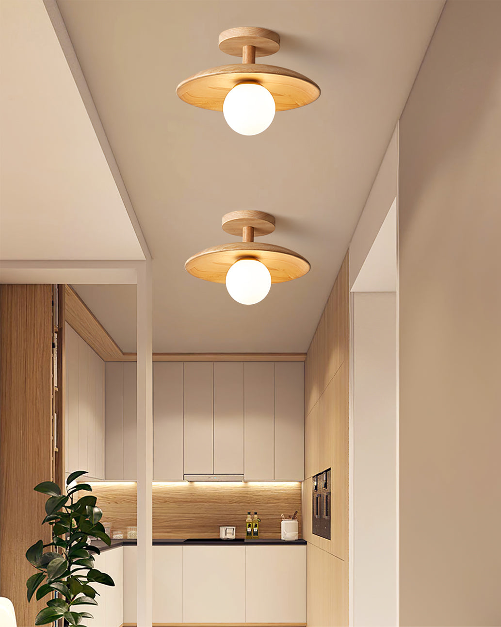 CelestialGlow™ Deckenleuchte – Natürliche Holz-Designlampe für niedrige Decken