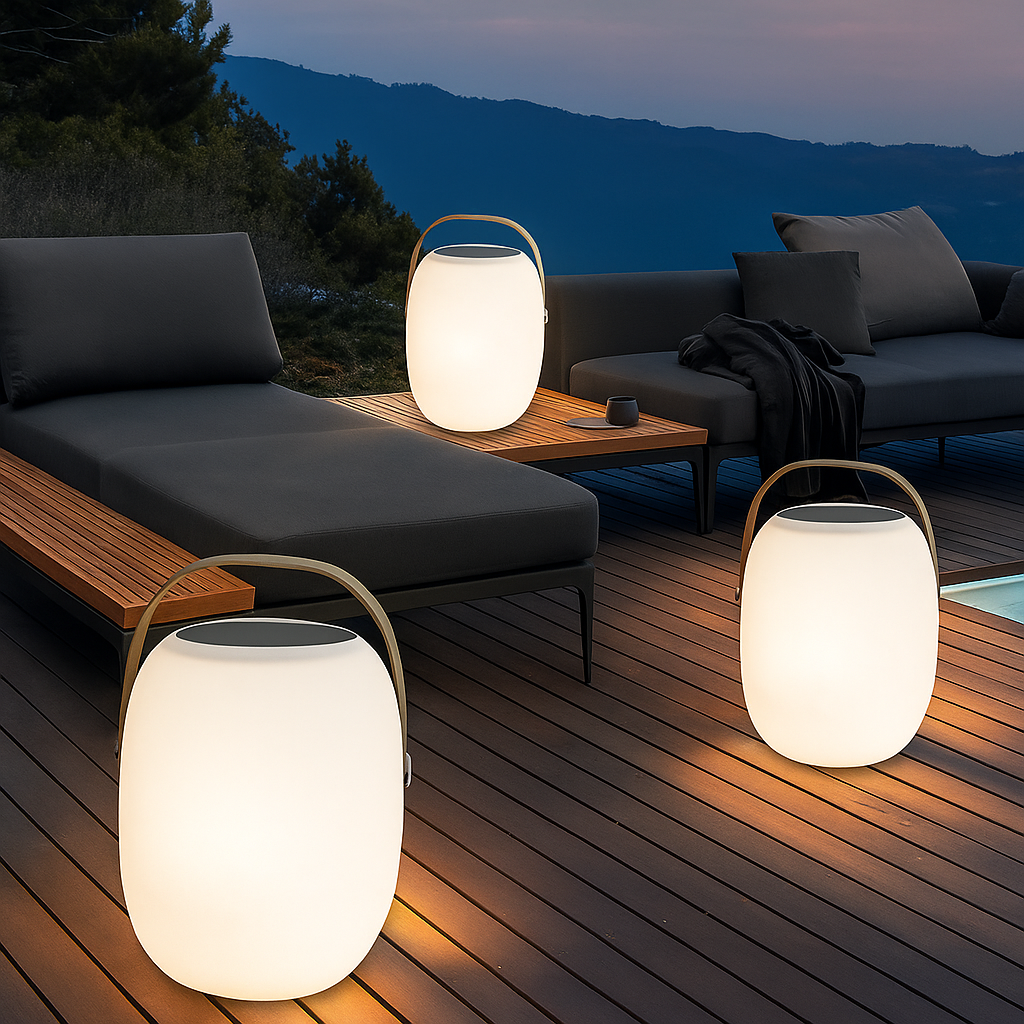 Lumetrae™ Elegant Portable Solar Patio Lamp – Tragbare Solar-Terrassenleuchte mit warmem LED-Licht