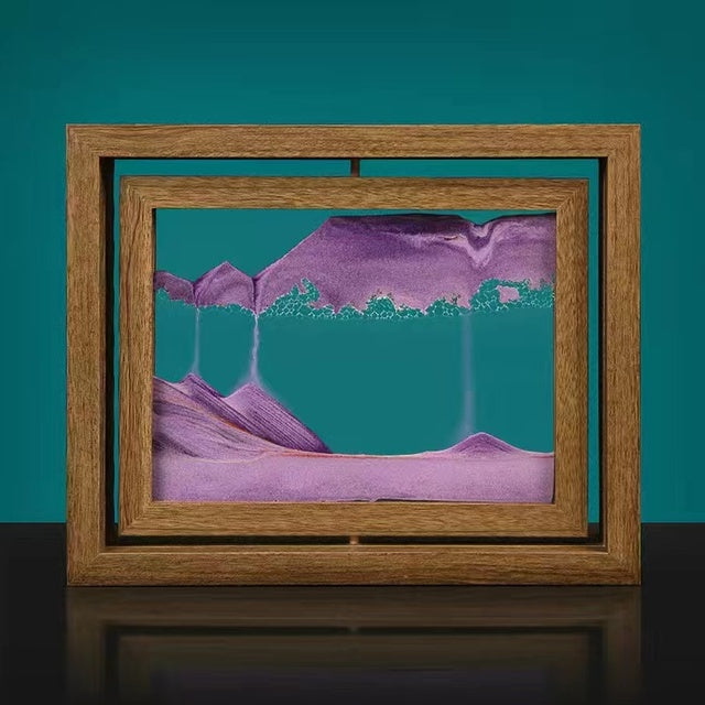 QuicksandArt™ – 3D Sandbild mit Rotation | Beruhigende Wohn- & Bürodekoration aus Glas & Holz