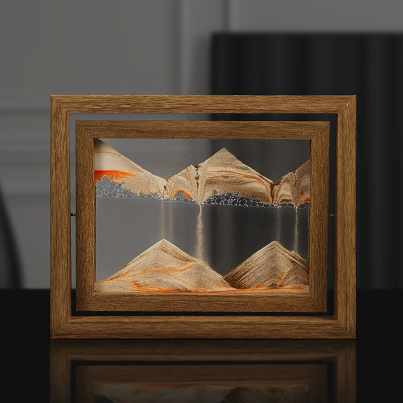 QuicksandArt™ – 3D Sandbild mit Rotation | Beruhigende Wohn- & Bürodekoration aus Glas & Holz