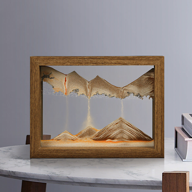 QuicksandArt™ – 3D Sandbild mit Rotation | Beruhigende Wohn- & Bürodekoration aus Glas & Holz