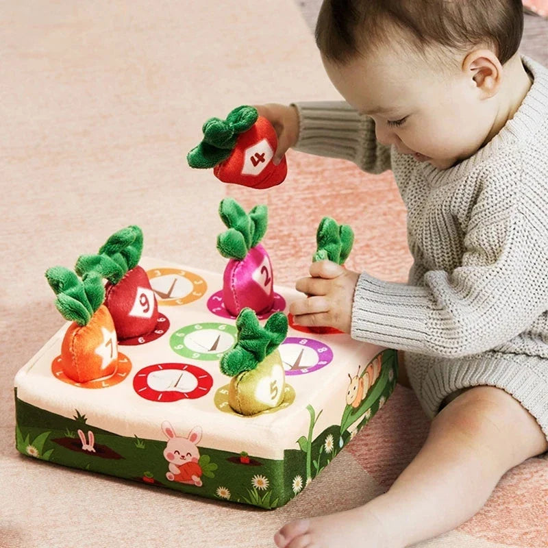 RootExplorer™ Montessori Baby Spielzeug – Sinnes-Lernspielzeug mit Plüsch-Karotten für Motorik & Sensorik (6–24 Monate)