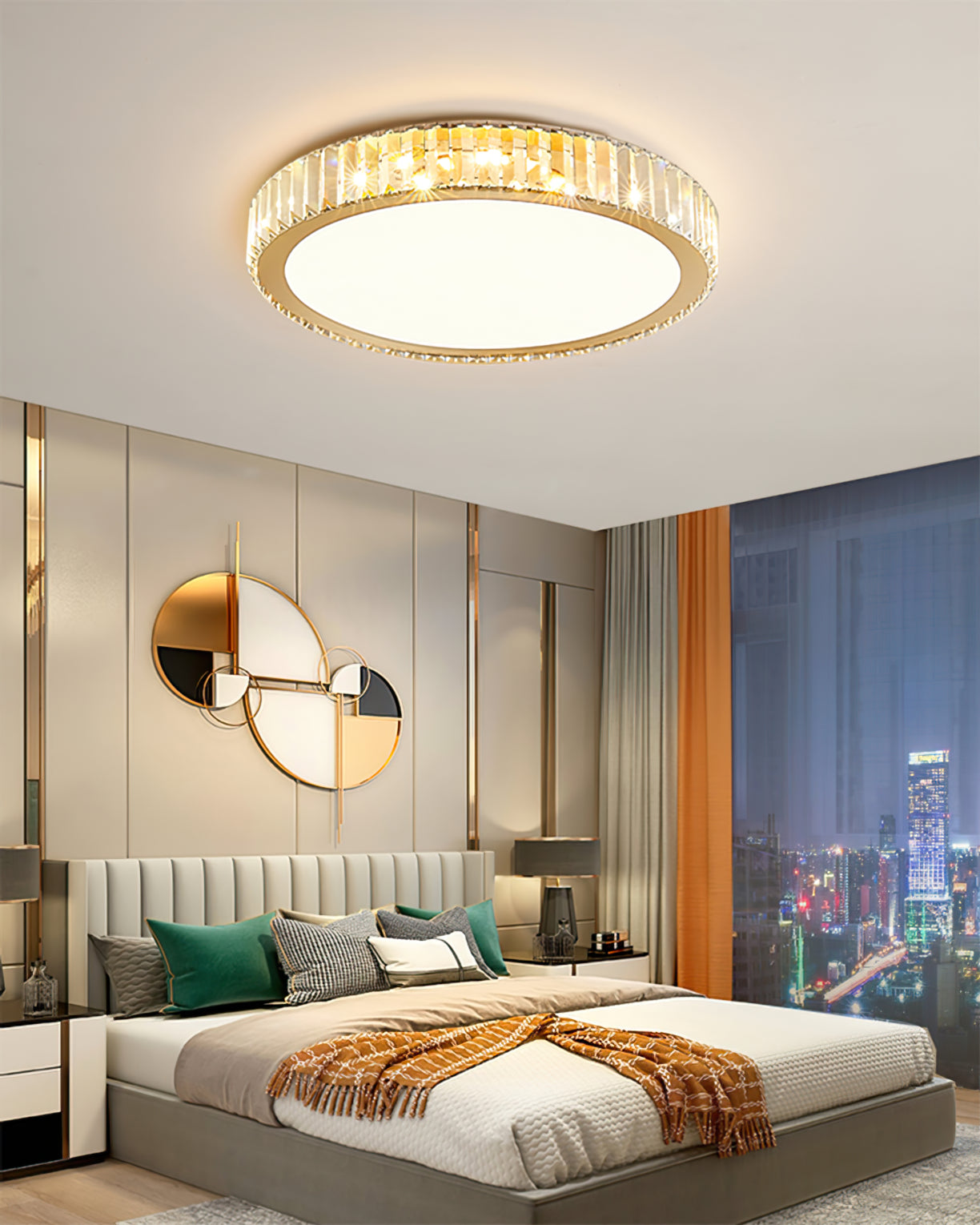 LuxeCrystalAura™ Deckenleuchte – Elegante LED-Kristalllampe mit Gold-Finish