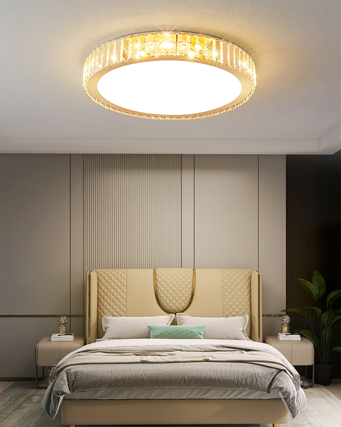 LuxeCrystalAura™ Deckenleuchte – Elegante LED-Kristalllampe mit Gold-Finish