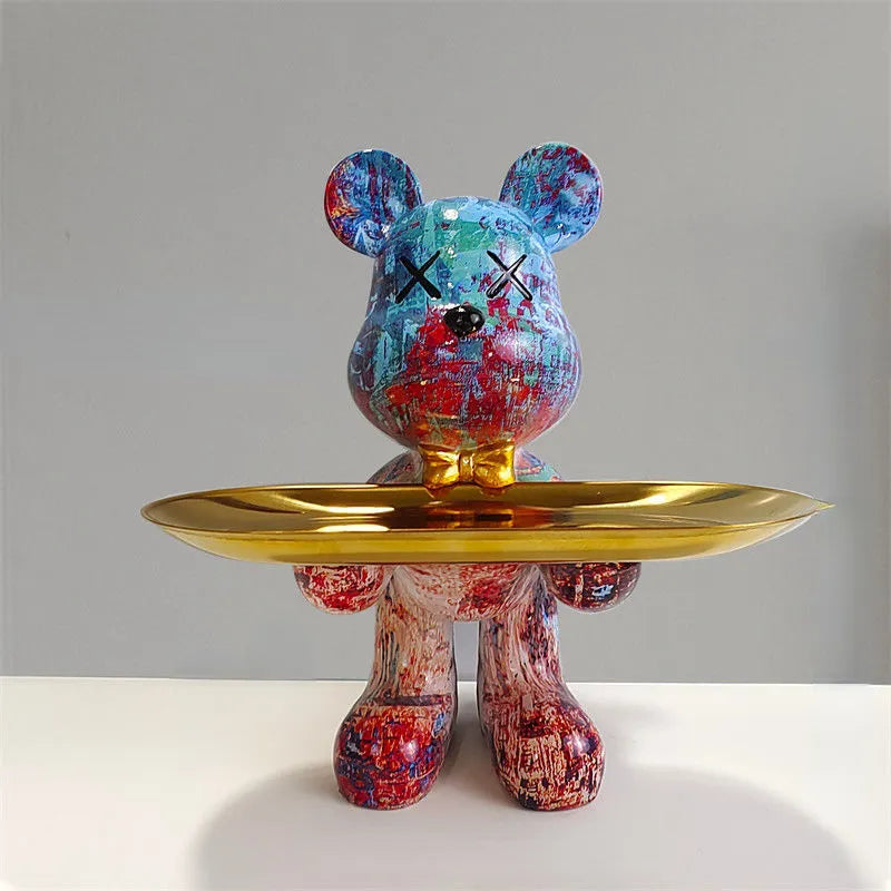 BearCraft™ – Moderne Bärenfigur mit Tablett, Stilvolle Deko & Ablage, 20 cm