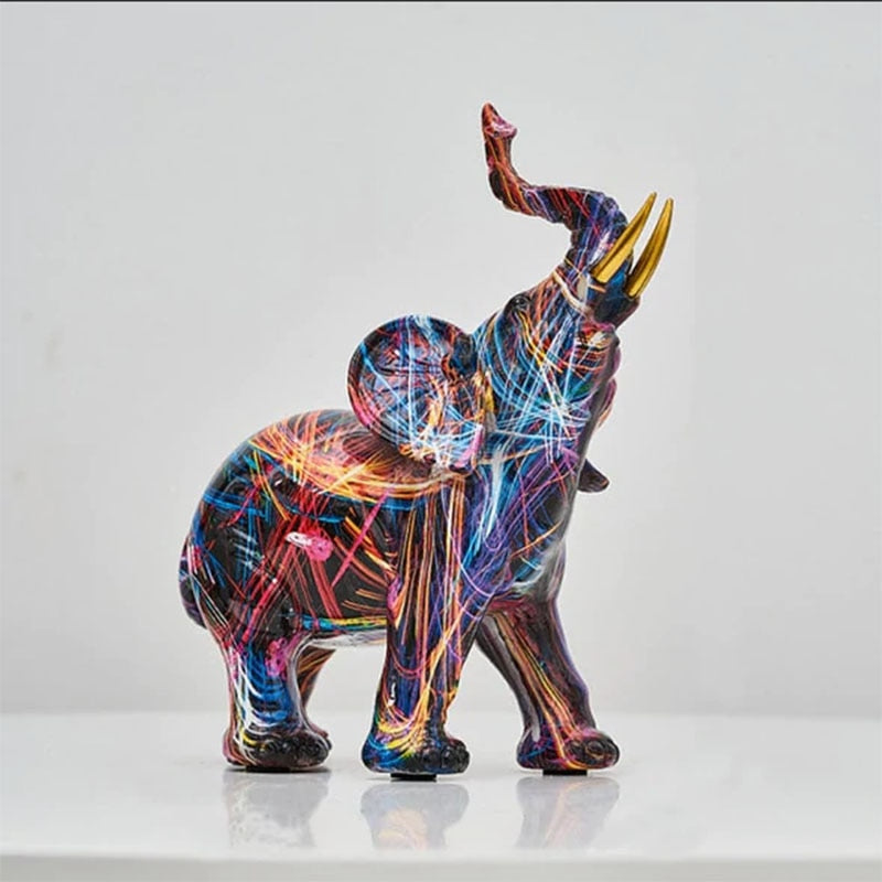 EleGance™ Abstrakter Elefant – Künstlerische Deko Figur, Resin Skulptur, bunt, handgefertigt, 20 cm