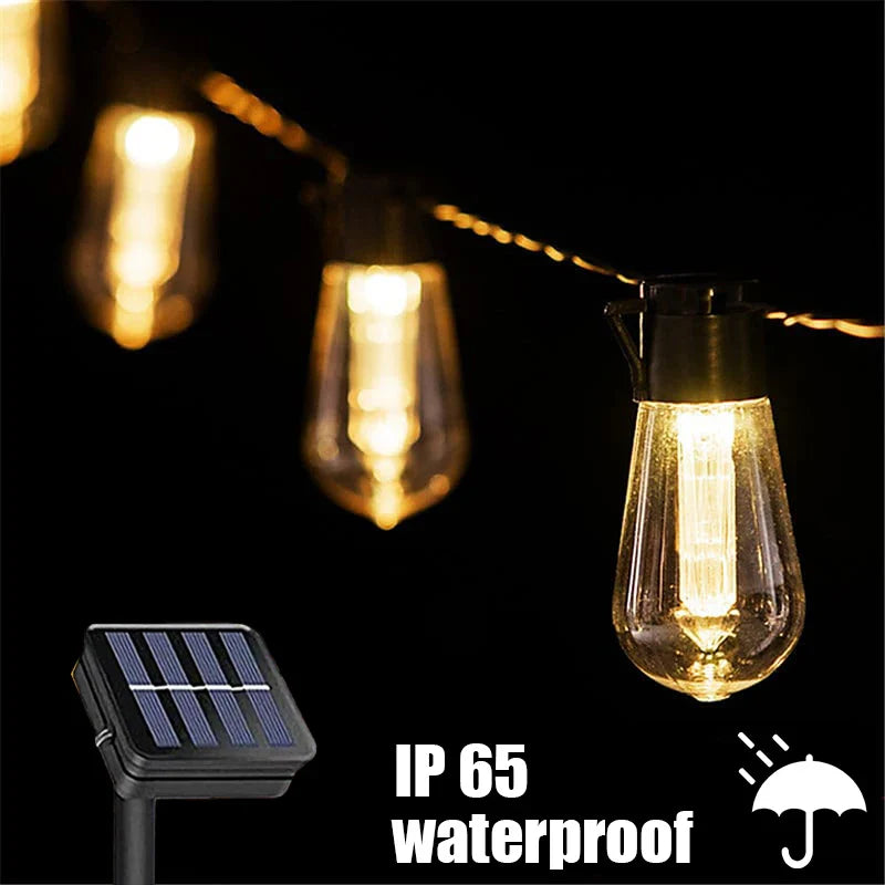 Solar Edison String Lights™ – Solarbetriebene Retro-Edison-Lichterkette für Garten & Terrasse