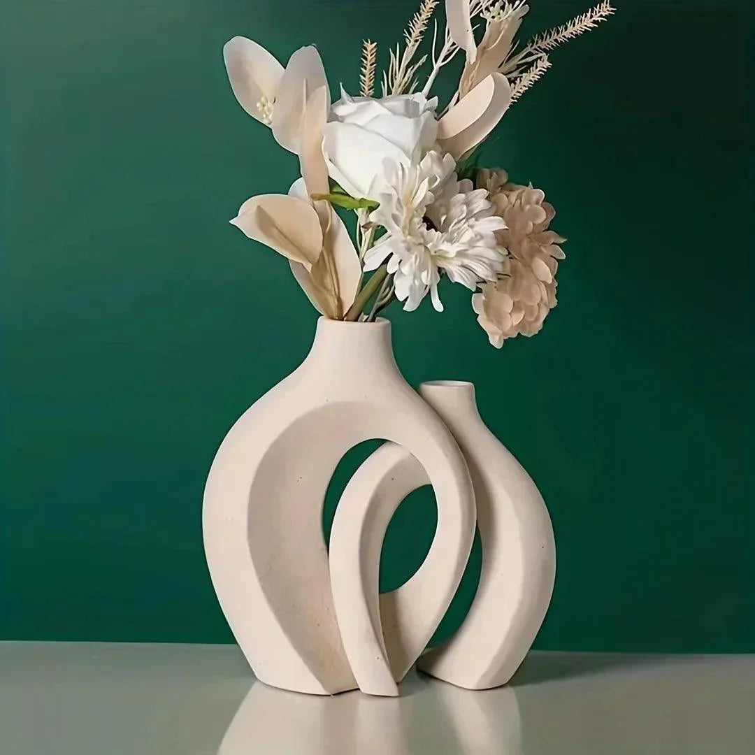 VaseAura™ Keramikvasen Set – Moderne nordische Deko-Vasen aus Keramik (2-teilig)
