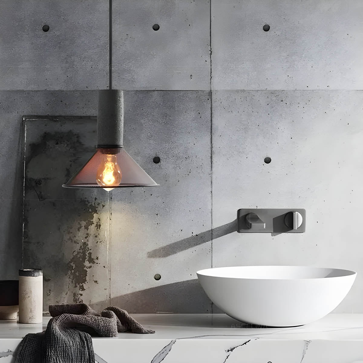SteelLume™ Pendelleuchte – Industrielle Hängelampe aus Beton & Eisen (E27 LED, höhenverstellbar)