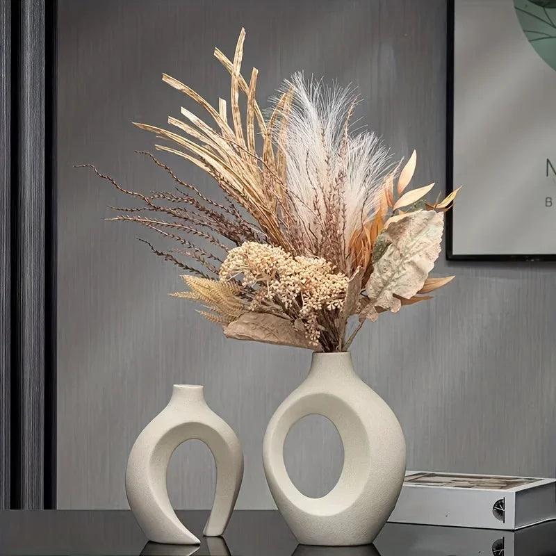 VaseAura™ Keramikvasen Set – Moderne nordische Deko-Vasen aus Keramik (2-teilig)