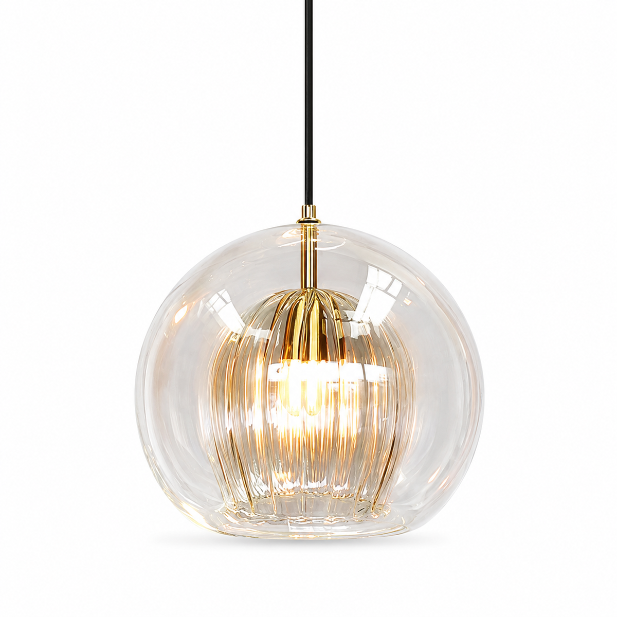 ShineSphere™ Amber Pendelleuchte – Elegante Glasleuchte in 20/25/30 cm (Bernstein) - Less Goods