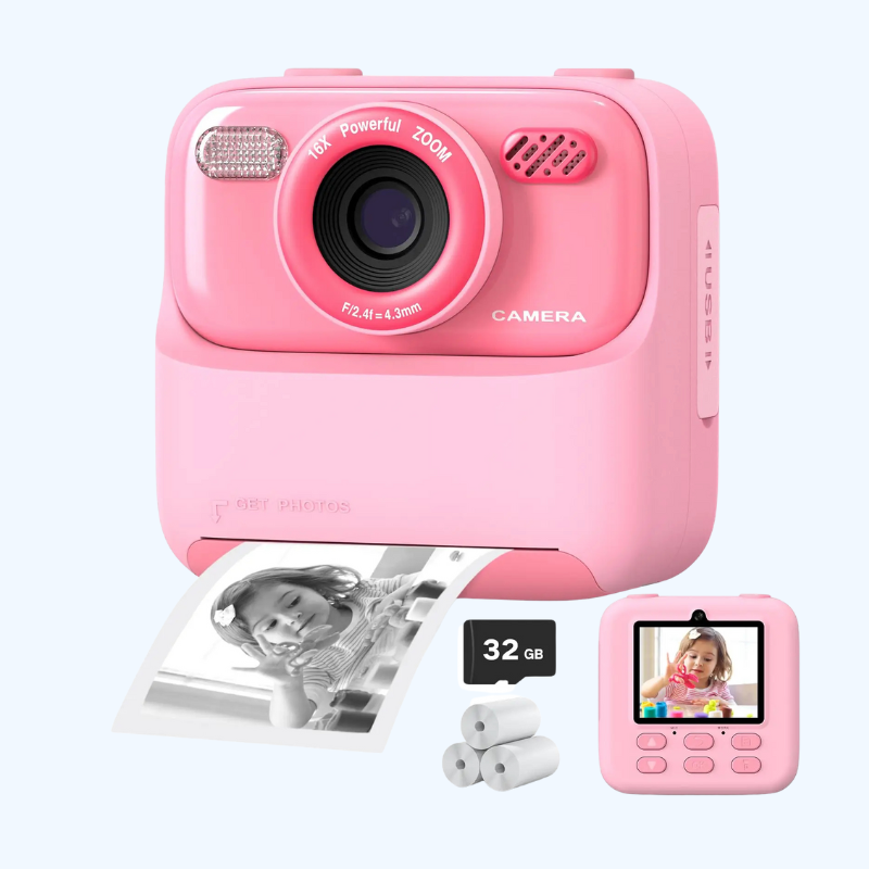 SnapJoy™ Sofortbild Kinderkamera – 1080P HD Selfie Kamera, Sofortdruck, 32GB Speicherkarte