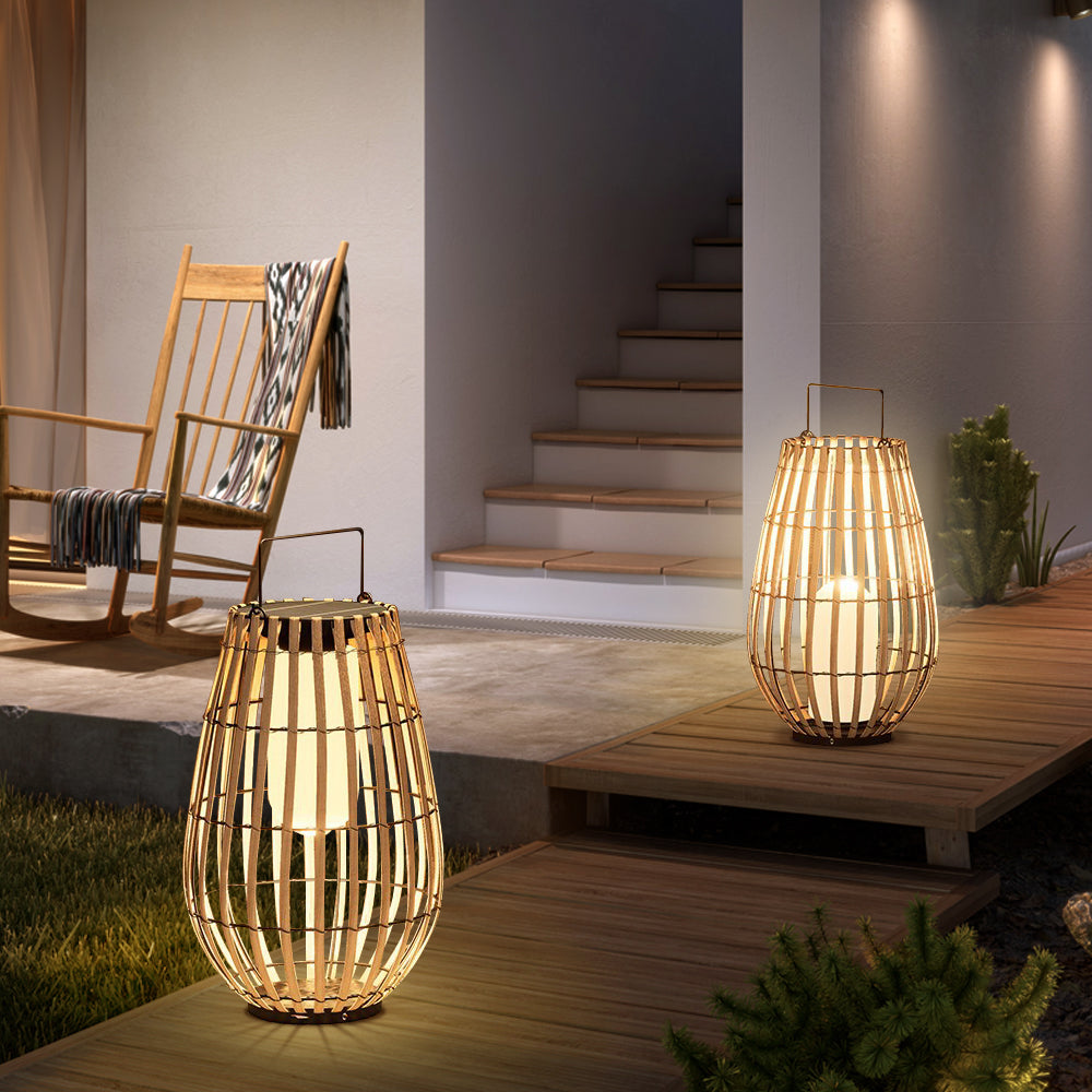 Solarae™ Solar Terrace Lamp – Handgefertigte Solar-Terrassenleuchte aus Rattan mit warmem LED-Licht