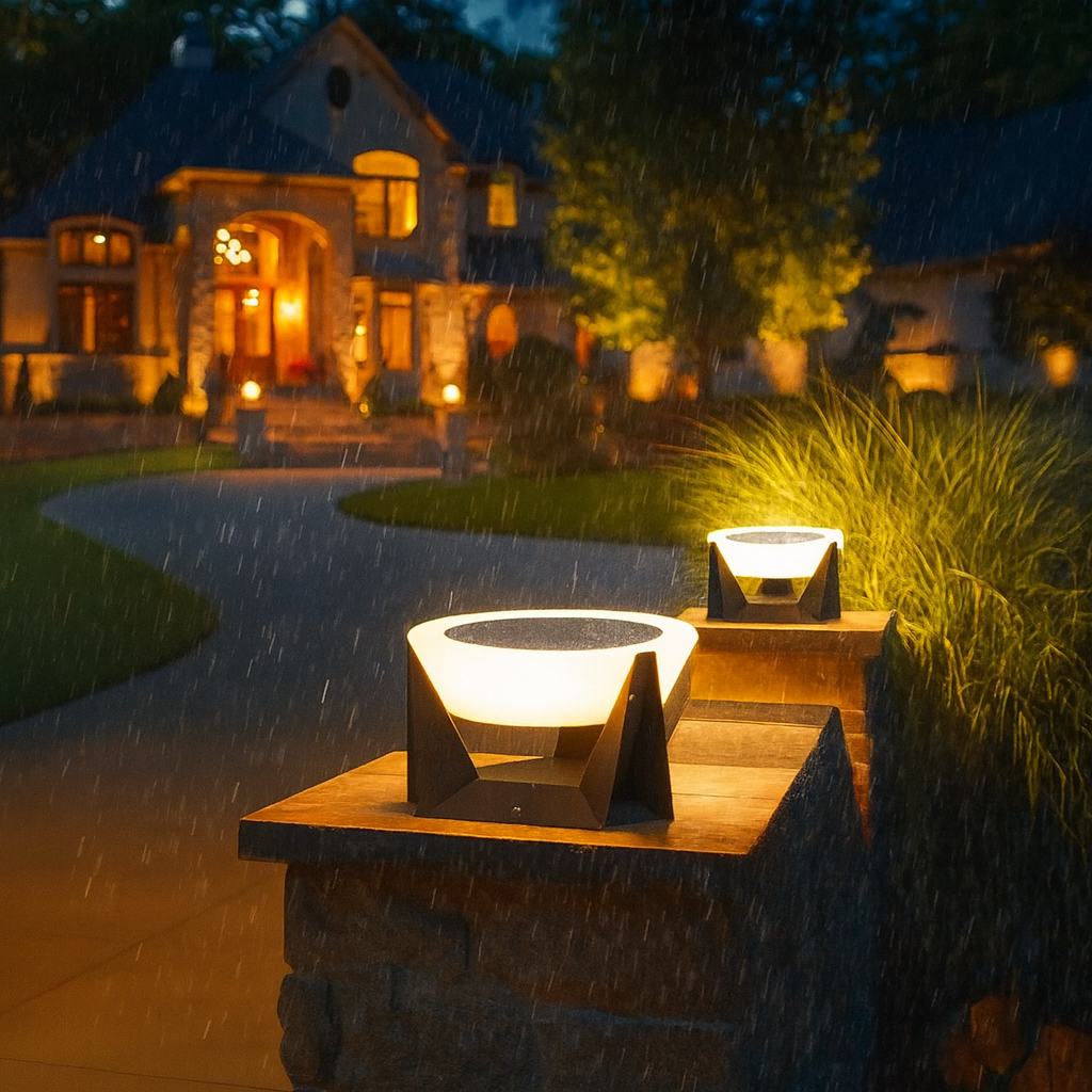 Lumozae™ Solar Patio Lamp – Moderne Solar-Terrassenleuchte aus Edelstahl & Glas