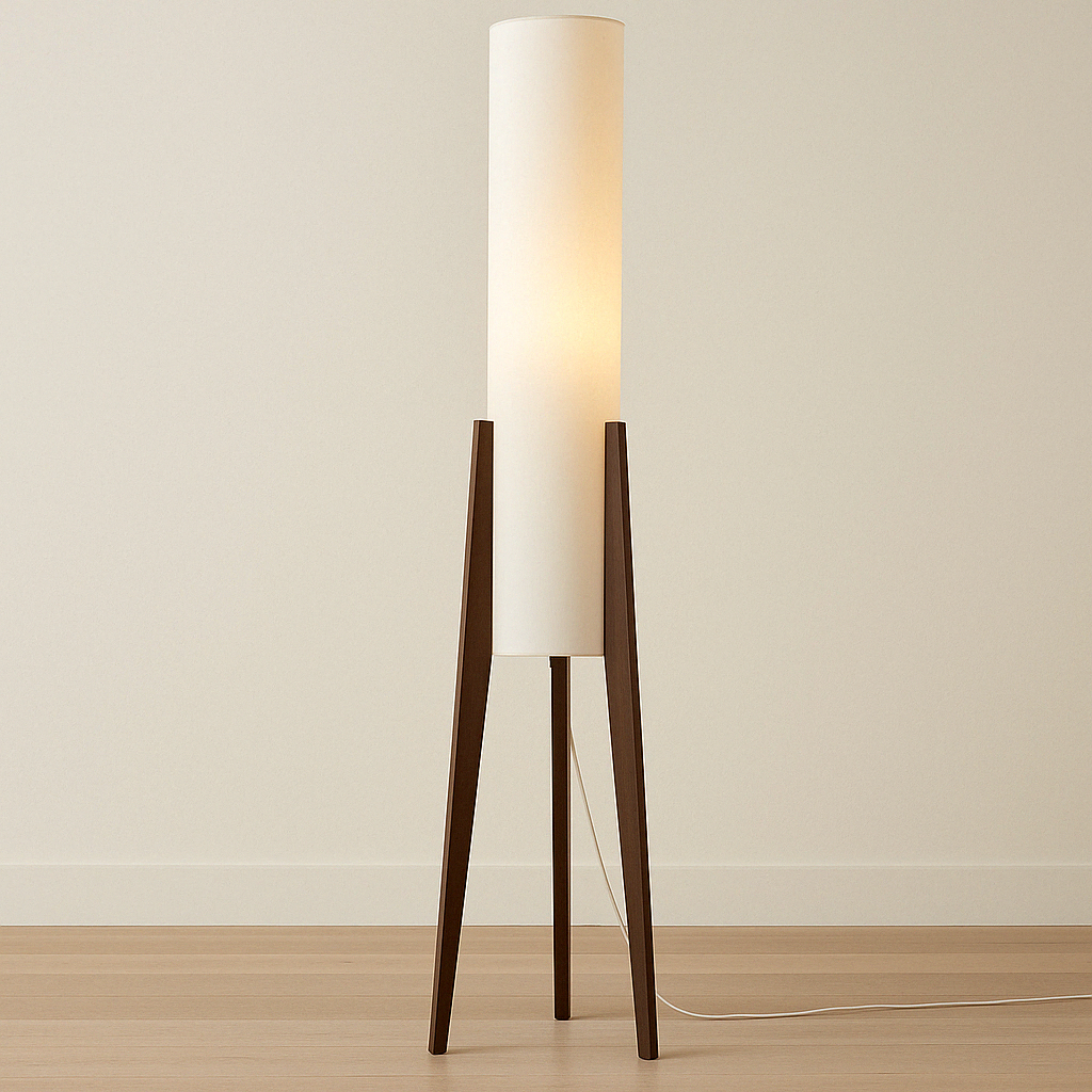 Halene™ Solid Walnut Floor Lamp – Stehlampe aus massivem Walnussholz im Mid-Century-Design
