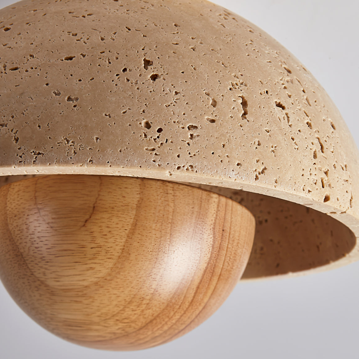 SkylineLuxe™ Deckenleuchte – Elegante LED-Deckenlampe aus Travertin & Holz (warmweiß)