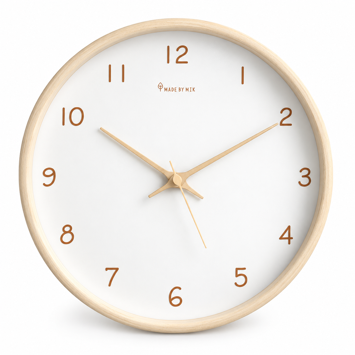 TimberClock™ – Runde Analoge Wanduhr aus Massivholz, Naturdesign, 30 cm - Less Goods